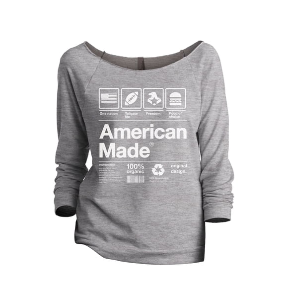 American Made Women's Fashion Slouchy 3/4 Sleeves Raglan Lightweight Sweatshirt Sport Grey Small