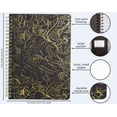 thumbnail image 3 of Libreta en espiral mini negra 8.25" x 6.25", resistente y con 160 páginas rayadas, diseño floral dorado, 3 of 3