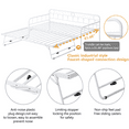 thumbnail image 6 of UHOMEPRO Daybed with Adjustable Trundle, Twin Metal Daybed with Pop Up Trundle Bed, Heavy-Duty Sofa with Portable Folding Trundle Bed for Bedroom Living Room (White), 6 of 8