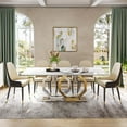 thumbnail image 6 of POVISON 63" Modern White Faux Marble Dining Table For 4-6，Rectangular Tabletop, Golden Hexagonal-Legged legs, 6 of 8