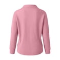 thumbnail image 7 of VISALY Bow Tie Collar Knit Sweater for Women Elegant Long Sleeve Ribbed Knit Pullover Sweater Soft Lightweight Office Dressy Casual Tunic Shirts Fall Trendy Business Casual Outfits Pink M, 7 of 7
