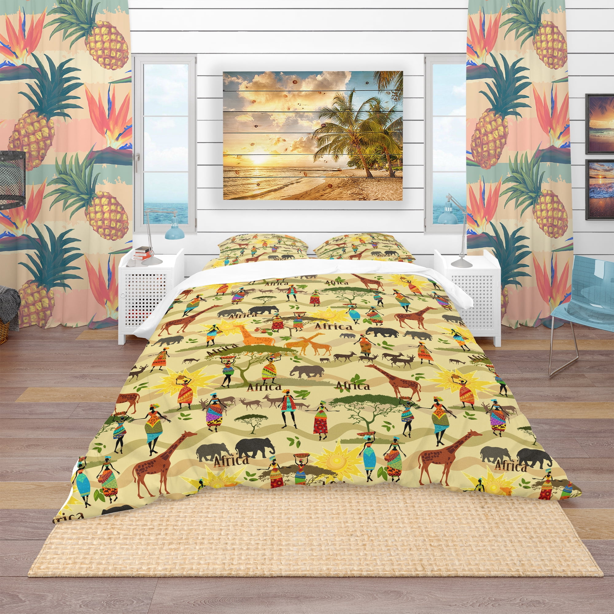 Designart 'Ethnic African Texture' Tropical Duvet Cover Set