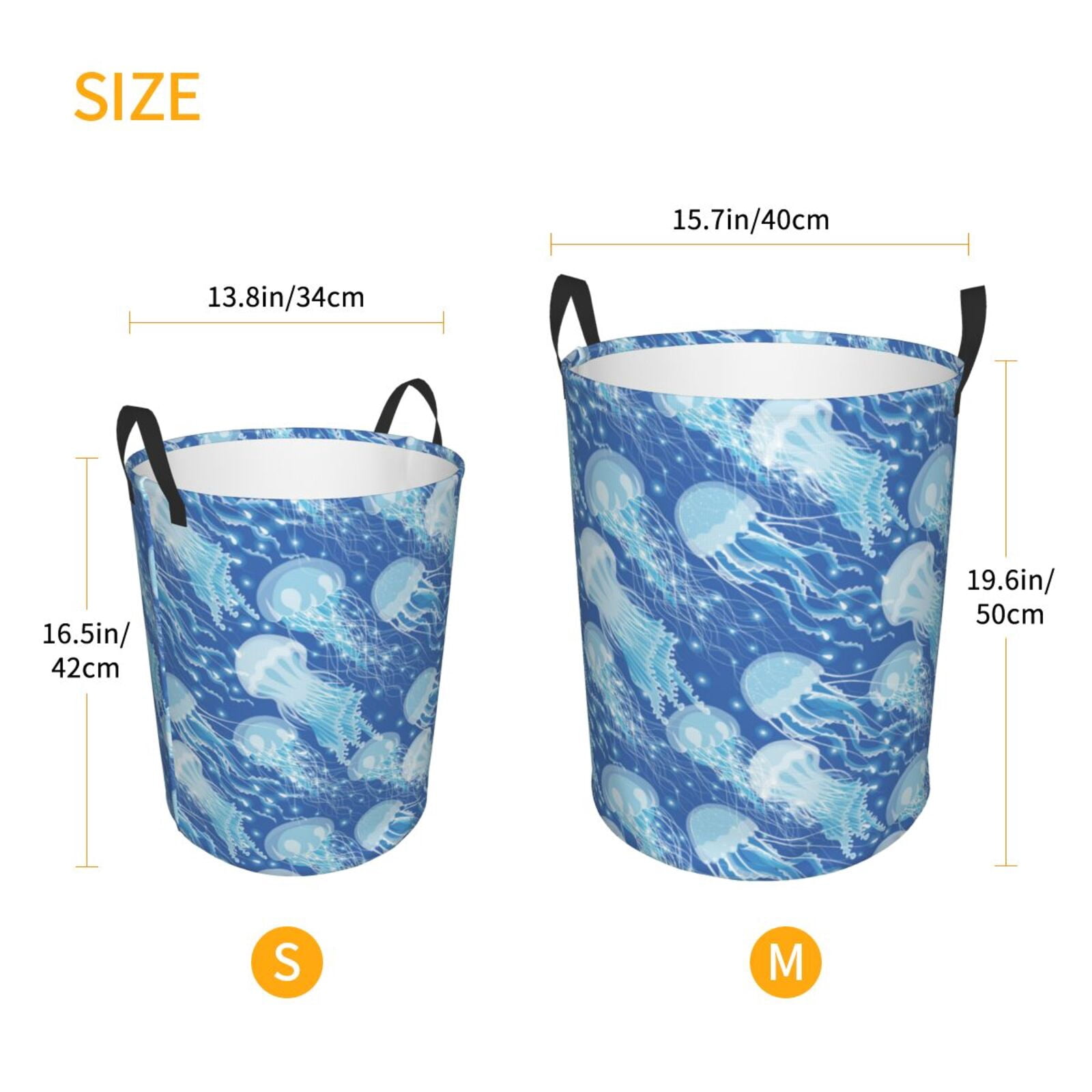 Large Laundry Basket with Handles - Dreamlike Jellyfish Kids Baby Dirty Clothes Laundry Hamper for Bedroom Aesthetic