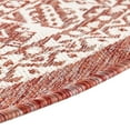 thumbnail image 4 of Rugs.com Outdoor Aztec Collection Rug – 8 Ft Round Rust Red Flatweave Rug Perfect For Kitchens, Dining Rooms, 4 of 6