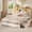 White, variant on Farmhouse Storage Bed Frame with RGB LED Light, Sliding Acrylic Door Storage Headboard Wood Metal Platform Bed with Hidden Compartment & 4 Drawers, No Box Spring Needed, Easy Assembly