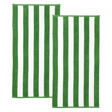 Great Bay Home Cotton Cabana Stripe 2-Pack Beach Towel (2 Pack - 30" x 60", Green)