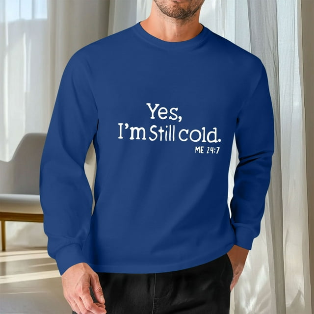 Amzcrzy - Sudadera Para Hombre, Estilo Veraniego, Holgada, Informal, Estampada, De Manga Larga, Con Cuello Redondo, Color Azul, Talla M