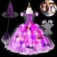 thumbnail image 1 of Disfraz de bruja con luz LED para niñas, vestido de tutú de murciélago, Cosplay, Carnaval, fiesta, vestidos de baile hechos a mano, 1 of 5
