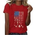 thumbnail image 2 of Vetsdori Women's American T Shirts Summer July 4th Pullover Casual Red White and Blue , Short Sleeve Independence Day Graphic Red White and Blue Tops for Junior Fashion, 2 of 6