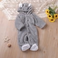 thumbnail image 2 of UAMVSH Infant Baby Fuzzy Fleece Rompers Cute Boys Girls Ears Hooded Plush Jumpsuits Warm Long Sleeve Footed Winter Outfits(6-9 Months,Gray), 2 of 3