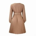 thumbnail image 6 of Midi Dress for Women Church Dress Fashion High Waist Business Casual Dress Cocktail with Belt Khaki S, 6 of 8