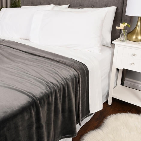 Life Comfort Luxury Plush Blanket Queen Dark Grey Walmart