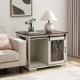 thumbnail image 7 of Noble House Farmhouse Dog Cage Crate Furniture, Sliding Barn Door Kennel End Table with Divider and Flip-Top, White, 7 of 7