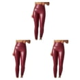 thumbnail image 4 of Minnieouse Mallas de cuero para mujer, pantalones de Yoga de cintura alta, sin grietas, ajustados, Push Up, moda de ocio, medias deportivas para Type1 NO1, 4 of 6