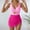 Pink, variant on Women's Swimsuits V Neck Cutout Bathing Suits With Drawstring Sheer Mesh Summer Swimwear For Pool Beach Sunbathing Bikini Tee Shirt Men's Denim Shorts High Waist Swimsuit
