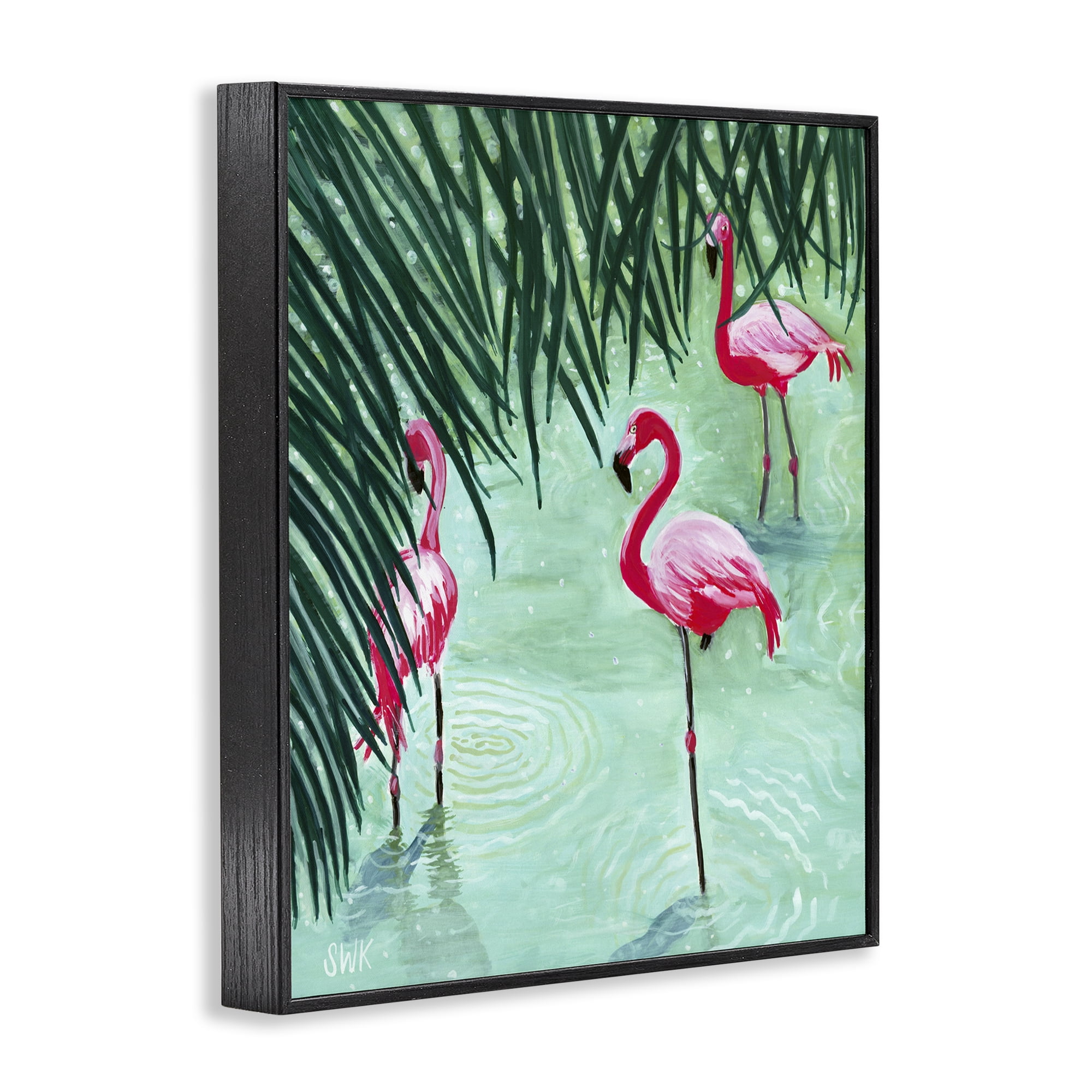 Stupell Industries Shallow Flamingo Pond Black Framed Giclee Art, design by Sarah Waldron Kimball