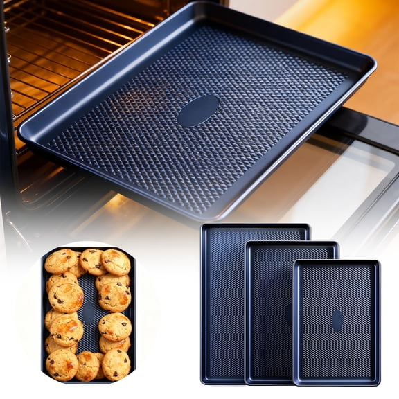 Heavy Duty Steel Bakeware Pan for Even Heating Non Stick Cookie Sheet Oven Roasting Baking Tray Durable Kitchen for Everyday Cooking