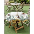 thumbnail image 3 of Outdoor Tablecloth with Umbrella Hole and Zipper, Sunflower Round Table Cloth 60 Inch Waterproof Tablecloth, Yellow Floral Pastoral Botanical Leaves Picnic Table Cover for Patio Camping, 3 of 7