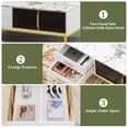 thumbnail image 4 of Modern Coffee Table with Large Storage – 4 Drawers & 2 Glass-Front Cabinets, Fluted Panel Faux Marble Design, Gold Metal Legs, Rectangular Centerpiece for Living Room, White Body & Marble Tabletop, 4 of 8