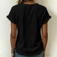 thumbnail image 4 of SSZMDLB Women V Neck T-Shirts Short Sleeve Solid Casual Basic Tee Beach Summer Tops Fashion Scoop Neck Comfy Vacation Outfits Workout Clothes, Black S, 4 of 8