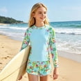 thumbnail image 4 of LRen Girls Rash Guard Swimsuit 2 Piece Long Sleeve Bathing Suit for Kids UV Sun Protection Swimwear Set with Shorts for 5-6 Years, 4 of 5