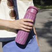 TAL 24oz Stainless Steel 2-in-1 Straw and Chug Water Bottle with Push Lid, Geometric Berry Print