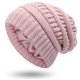 thumbnail image 1 of Gorro de punto para mujer, gorro de esquí con forro de satén, gorro holgado de invierno para niña, 1 of 4