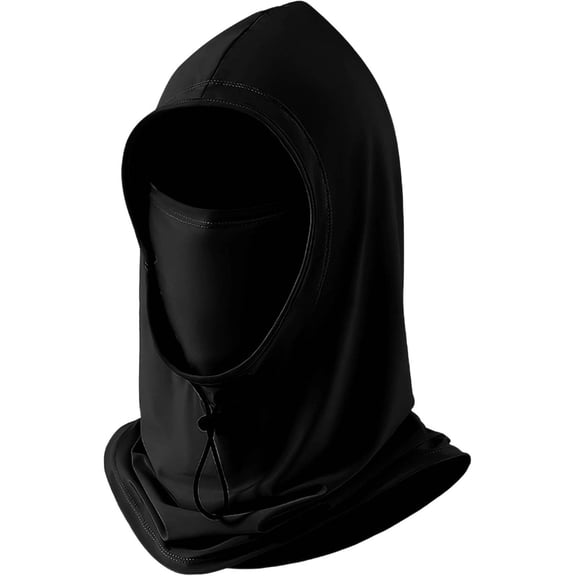 UTSJKR Unisex Full Cover Breathable Balaclava Hat, Adjustable Drawstring Neck Gaiter for Cycling Hiking Outdoor Black