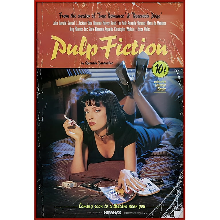 Pulp Fiction - Framed Movie Poster (Uma Thurman / Mia Wallace - On Bed)  (Size: 27 x 40) (Red Plastic Frame) 