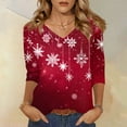thumbnail image 2 of Christmas Shirts for Women V Neck 3/4 Length Sleeve Christmas Tops for Women Trendy Graphic Xmas Tree Snowflake Print Tshirt Dressy Casual Blouse Trendy Tops Quarter Sleeve Tunic Tops, 2 of 6