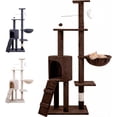 thumbnail image 1 of Árbol TrepadorY Rascador para Gatos Torre De Actividades De Varios Niveles Castillo con Escaleras, Hamaca Cubiertas De Felpa Seguro Y Duradero De 136X43X33CM (Cafe), 1 of 7