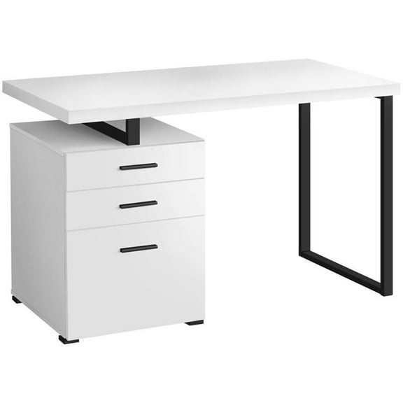 Pemberly Row Reversible Wooden Pedestal Computer Desk in White and Black