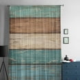 thumbnail image 5 of Farmhouse Teal Brown Semi Sheer Curtains Drapes for Living Room, Bedroom, French Doors Window 84 Inches Long, Vintage Retro Wooden Rod Pocket Chiffon Curtain Drapery Voile Draperies Panel, 5 of 6