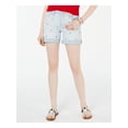 thumbnail image 3 of TOMMY HILFIGER Womens Light Blue Stretch Zippered Pocketed Cuffed Shorts 16, 3 of 5