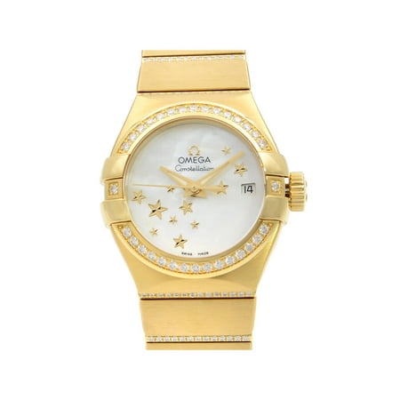 Omega Constellation 18K Gold Diamond Mop Dial Ladies Watch 123.55.27.20.05.002