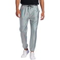 thumbnail image 1 of INSPIRE CHIC Metallic Pants for Men's Drawstring Waist Shiny Sequin Joggers 28 Silver, 1 of 5