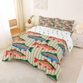 thumbnail image 2 of Manfei Whimsical Trout Full Size Comforter Sets, Stripe Lines Bedding Comforter Set, Pink Sage Green, Polkadot Reversible, 3pcs, 1 Comforter and 2 Pillowcases, 2 of 7
