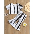 thumbnail image 3 of hirigin Girls Casual Two-piece Pants Suit, White Tie-dyed Print T-shirt and Bell Bottom Trousers, 1-6 Years, 3 of 9
