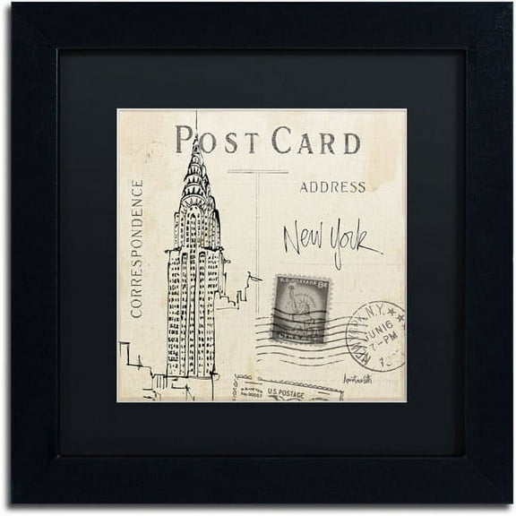 Trademark Fine Art "Postcard Sketches I" Canvas Art by Anne Tavoletti, Black Matte, Black Frame