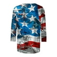 thumbnail image 5 of LYXSSBYX 4th of July Outfits for Women Women's Fashion Printed T-Shirt 3/4 Sleeves Blouse Round Neck Casual Tops, 5 of 5
