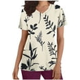 thumbnail image 2 of Kctiaxy Summer Tops for Women Short Sleeve Womens Scrubs Fashion Casual Print Graphic Nursing Womens V Neck T Shirts with Pockets, 2 of 5