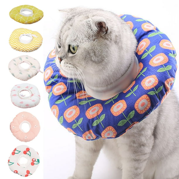 Meidiya Adjustable Cat Recovery Collar,Cute Cat Donut Collar,Soft Cone
