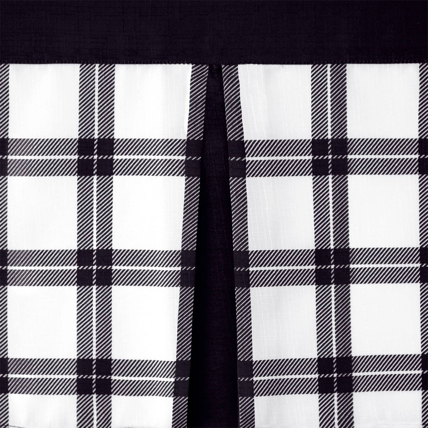 Achim Tate Plaid Light Filtering Tier and Valance Curtain Set, Black, 58" x 24"