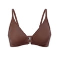 thumbnail image 4 of WDDDD Women's Triangle Bralette Full Coverage Front Close Deep V Seamless Wireless Adjustable Bra Coffee S, 4 of 4