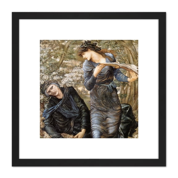 Jones Beguiling Merlin Lady Lake Arthur Painting 8X8 Inch Square Wooden Framed Wall Art Print Picture with Mount
