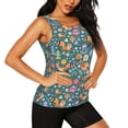 thumbnail image 2 of Xecao Foxes and Birds in Forest print women's scoop neck, loose-fit workout tank tops for the gym., 2 of 9