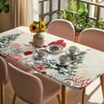 thumbnail image 3 of Beige Christmas Table Cloths for 3 Foot Rectangle Tables, Snowman Xmas Tree Coastal Snowflake Starfish Patio Waterproof Elastic Fitted Tablecloths, Washable Rectangular Table Cover for Camping, 3 of 8