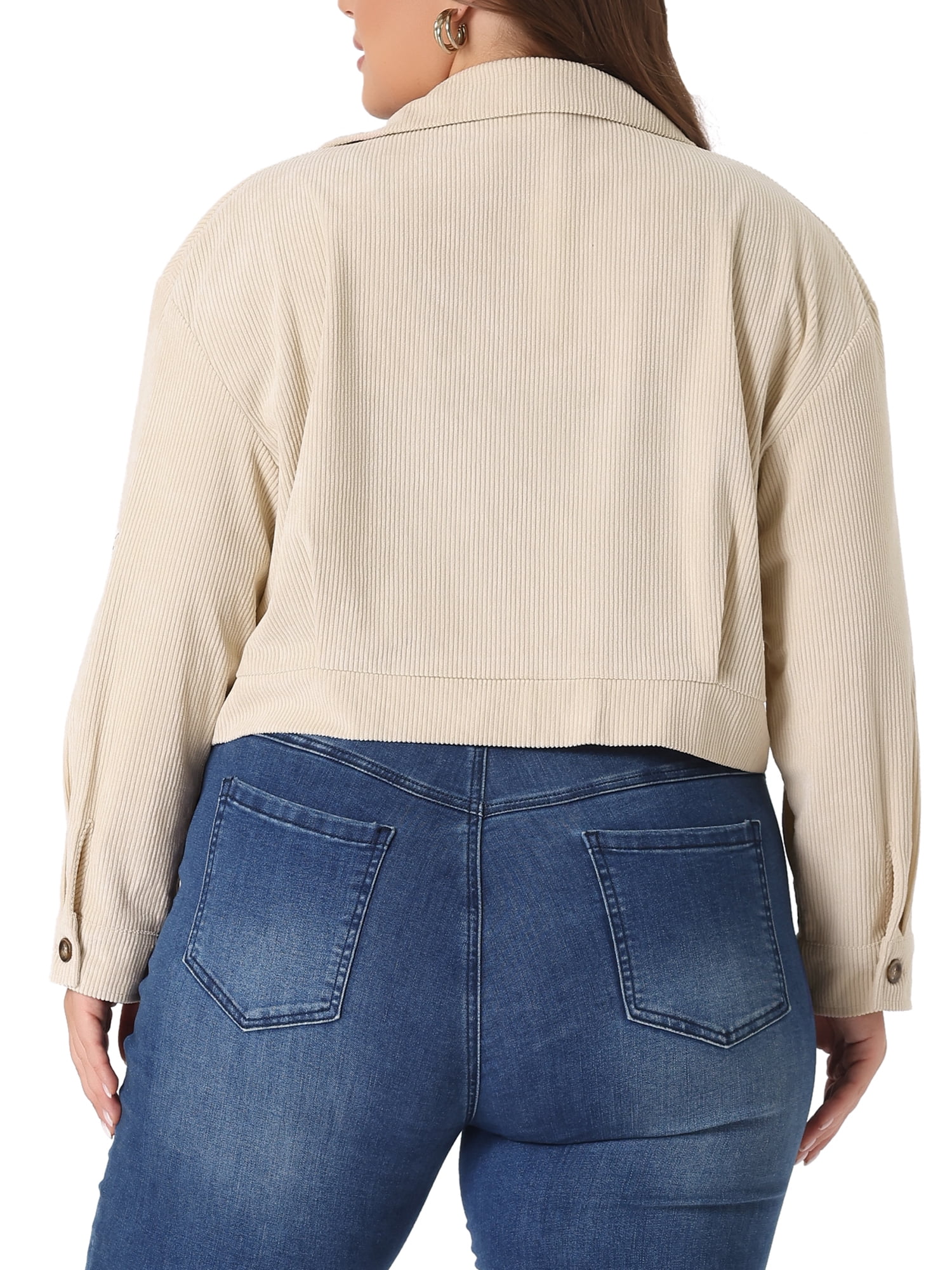 DARING DIVA Women's Plus Size Button Down Long Sleeve Shacket Jacket 4X Apricot