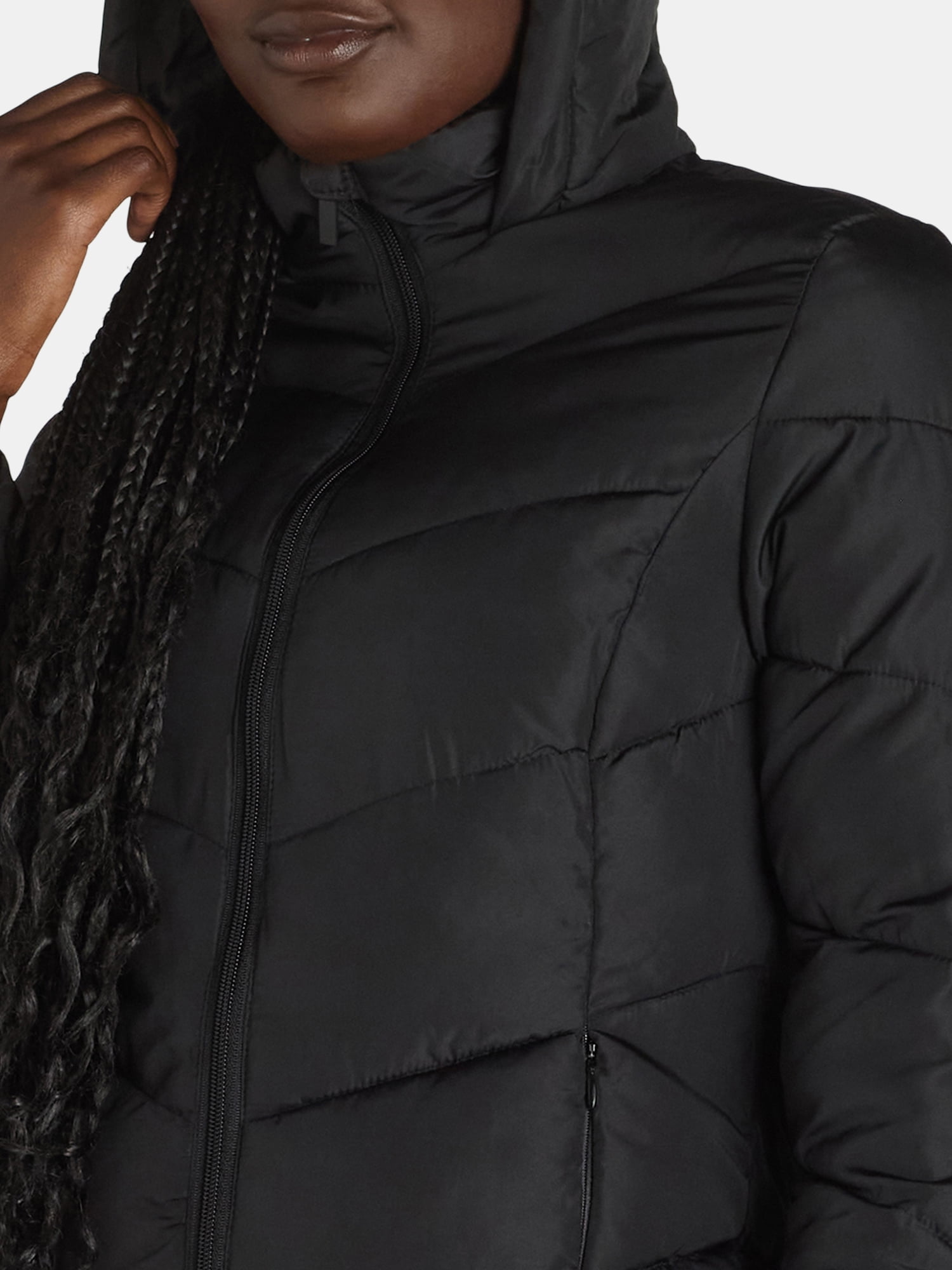 Big Chill Women's and Women's Plus Chevron Quilted Puffer Jacket with Hood, Sizes S-3X