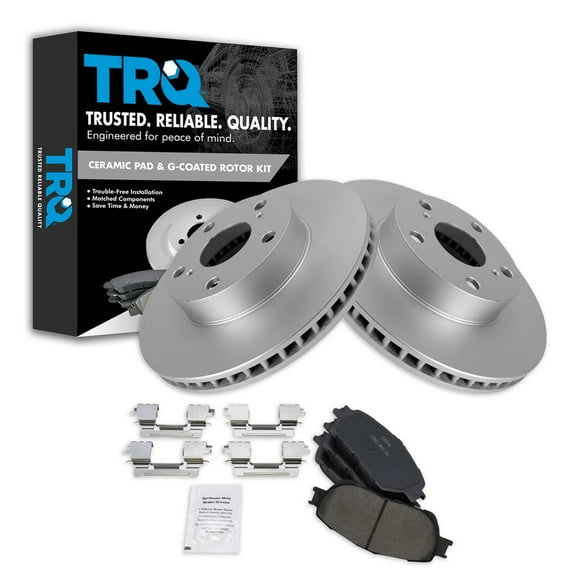 TRQ Front Premium Posi Ceramic Disc Brake Pad & Coated Rotor Kit Fits Select Tacoma
